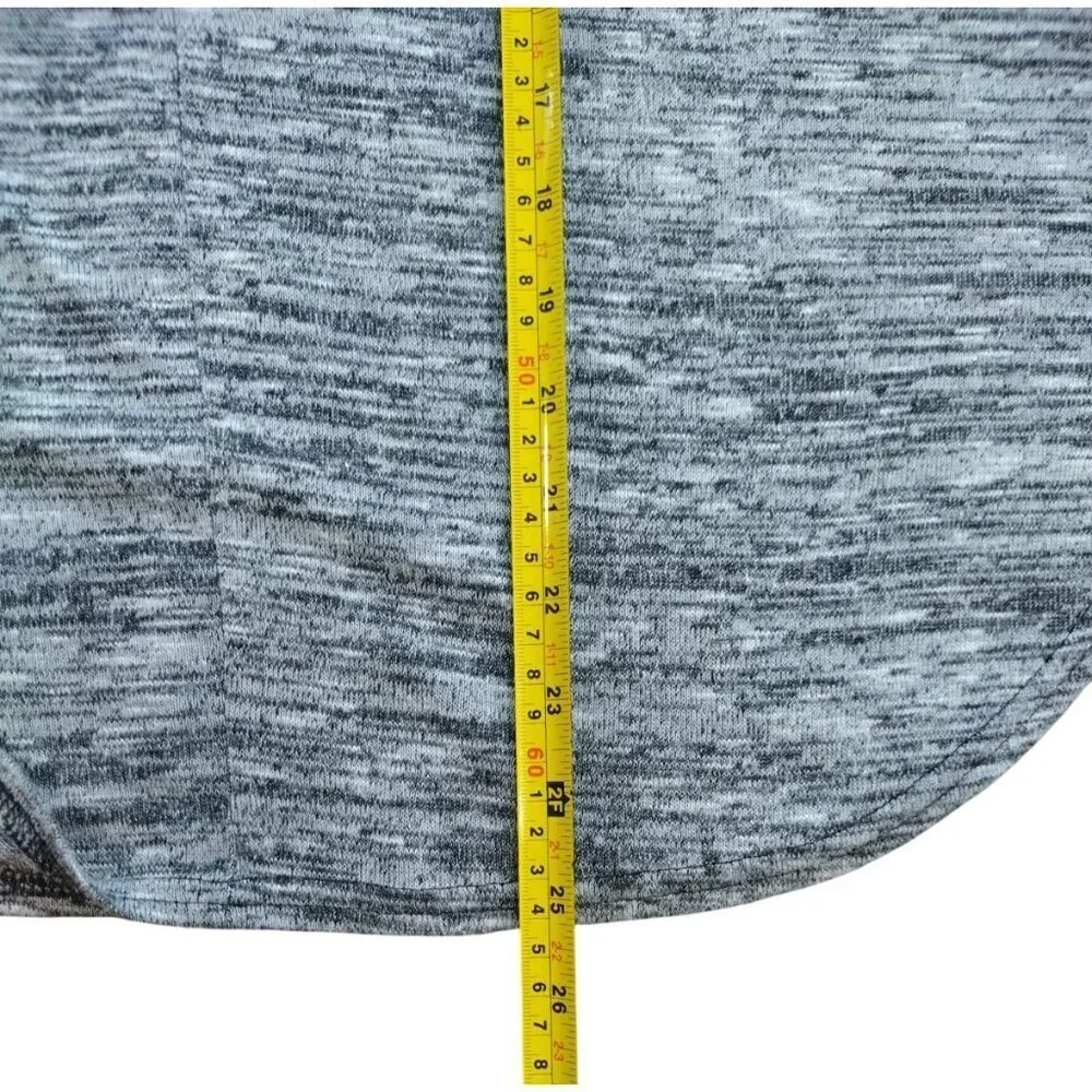 Boohoo Heathered Gray Batwing Zip Front Oversized Knit Top Size 2 3/4 Sleeve.